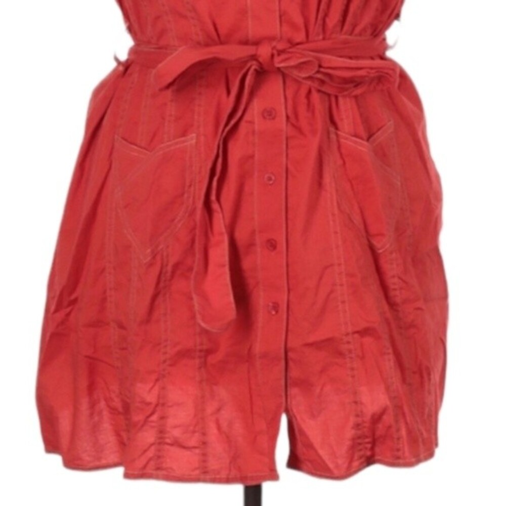 Ashley Stewart Shirt Dress Size 14W Short Sleeve V-Neck Mini Belted Tie Waist - Picture 6 of 7